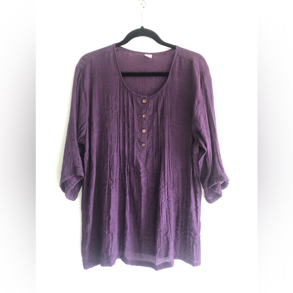 Cottagecore Top Womens M/L Purple  Silk Blend Blouse Fairy Boho